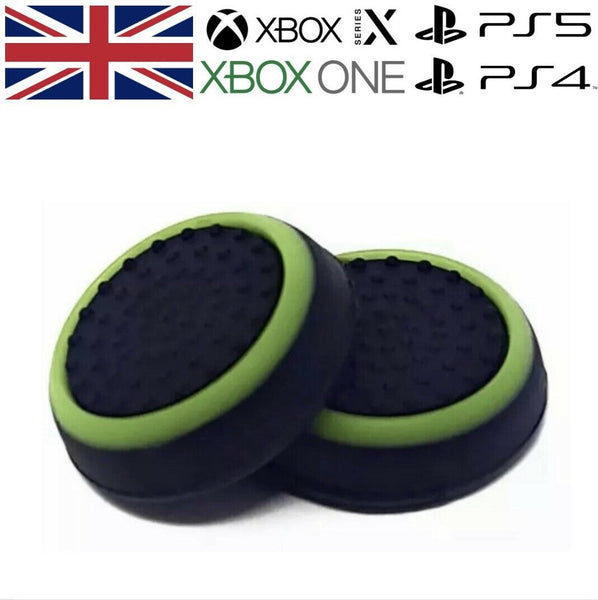 Black & Green Thumb Grips Analog Cap Stick Covers XBOX SERIES X & PS5 Controller